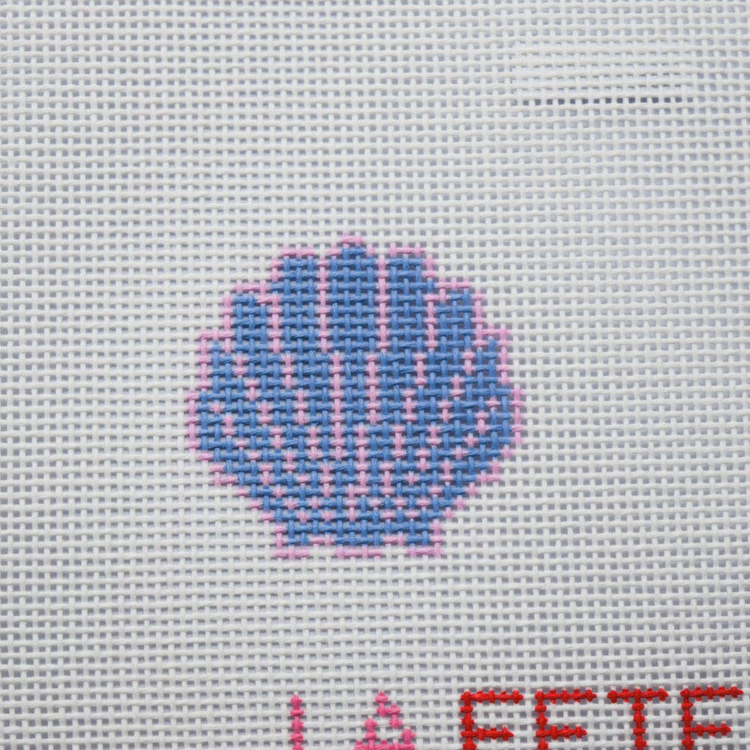 Glitter Seashell Hand Painted Needlepoint Canvas