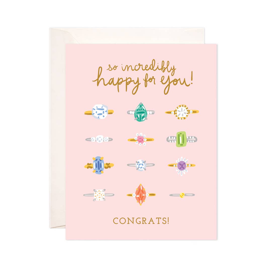 Congrats Rings Greeting Card - Engagement Card