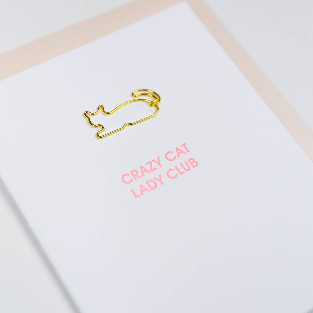 Crazy Cat Lady Club - Cat Letterpress Paper Clip Greeting Card