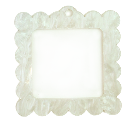 Bag Tag: Large Scallop Square: Pink