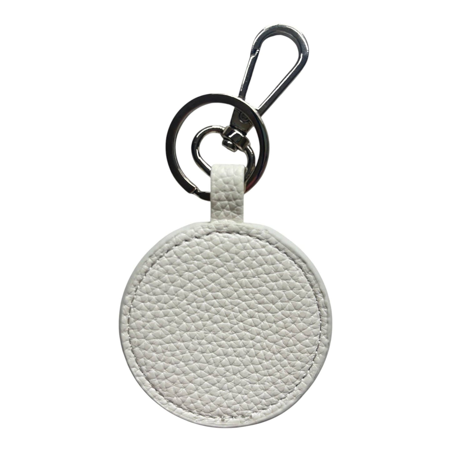 White Pebbled Self Finishing Round Key Fob