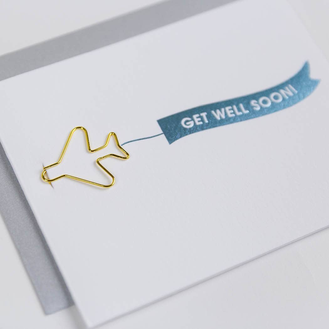 Banner: Get Well Soon Paper Clip Letterpress Card