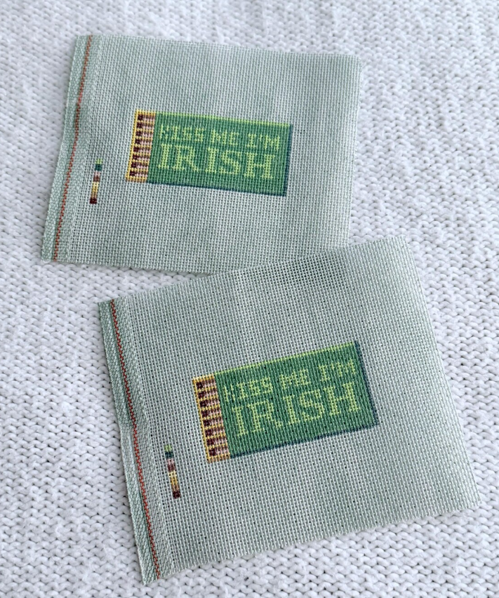 Kiss Me I'm Irish Matchbox Needlepoint Handpainted Canvas