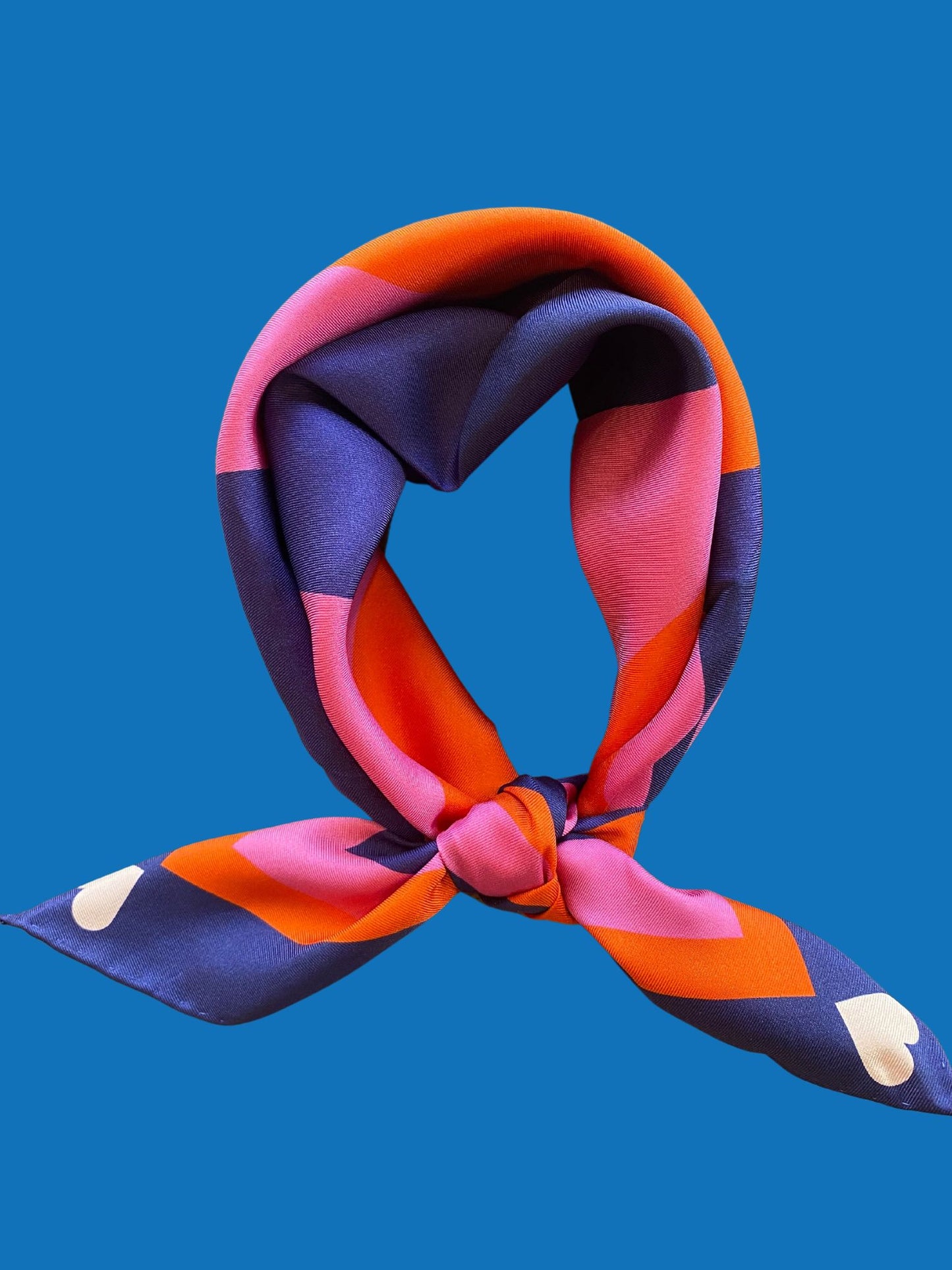 Navy Harts - Silk Scarf - 20"
