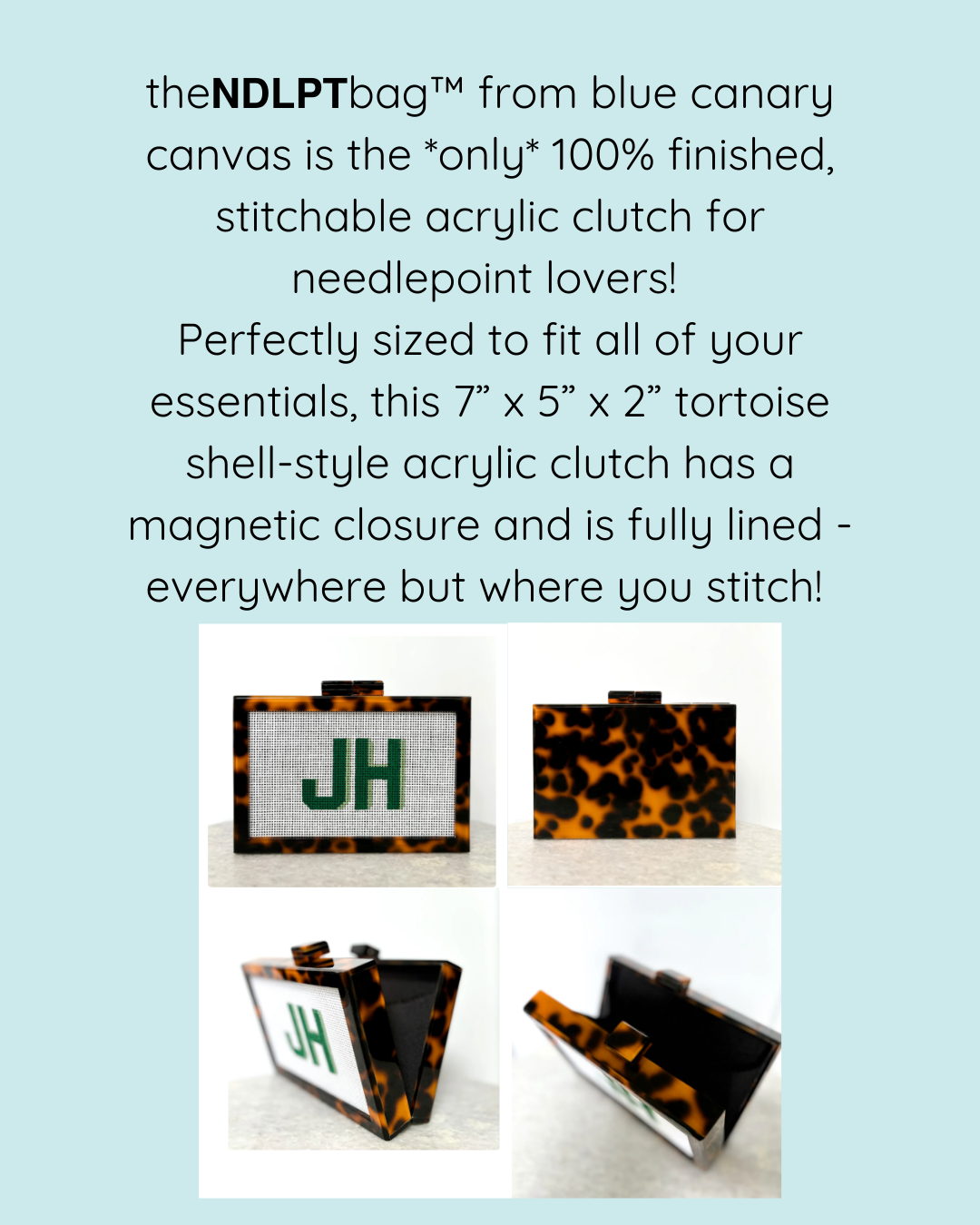 Meet & Stitch with Blue Canary Canvas: Custom Acrylic Clutch
