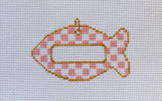 Pink Check Cat Tag Canvas