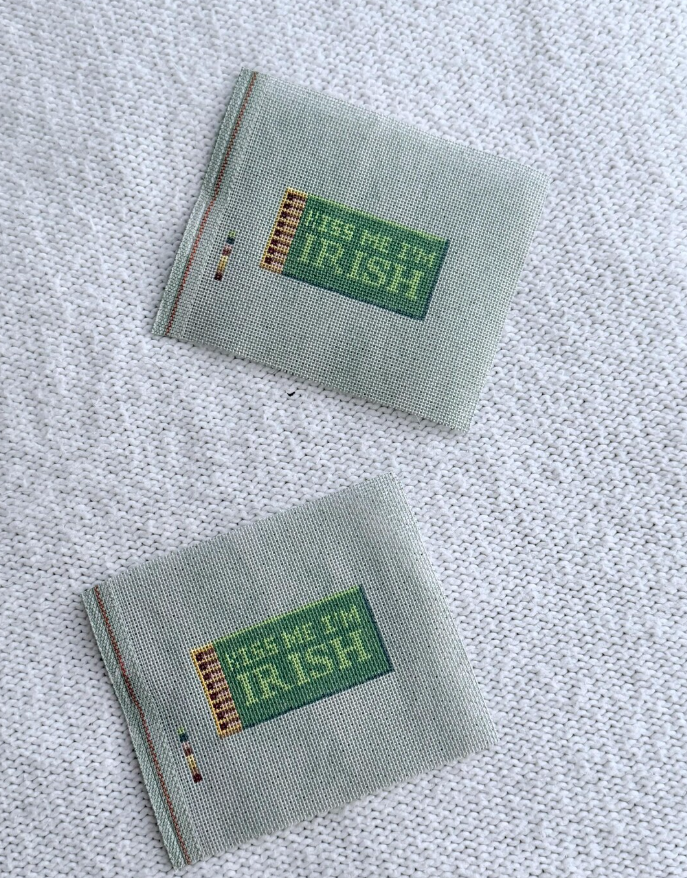 Kiss Me I'm Irish Matchbox Needlepoint Handpainted Canvas