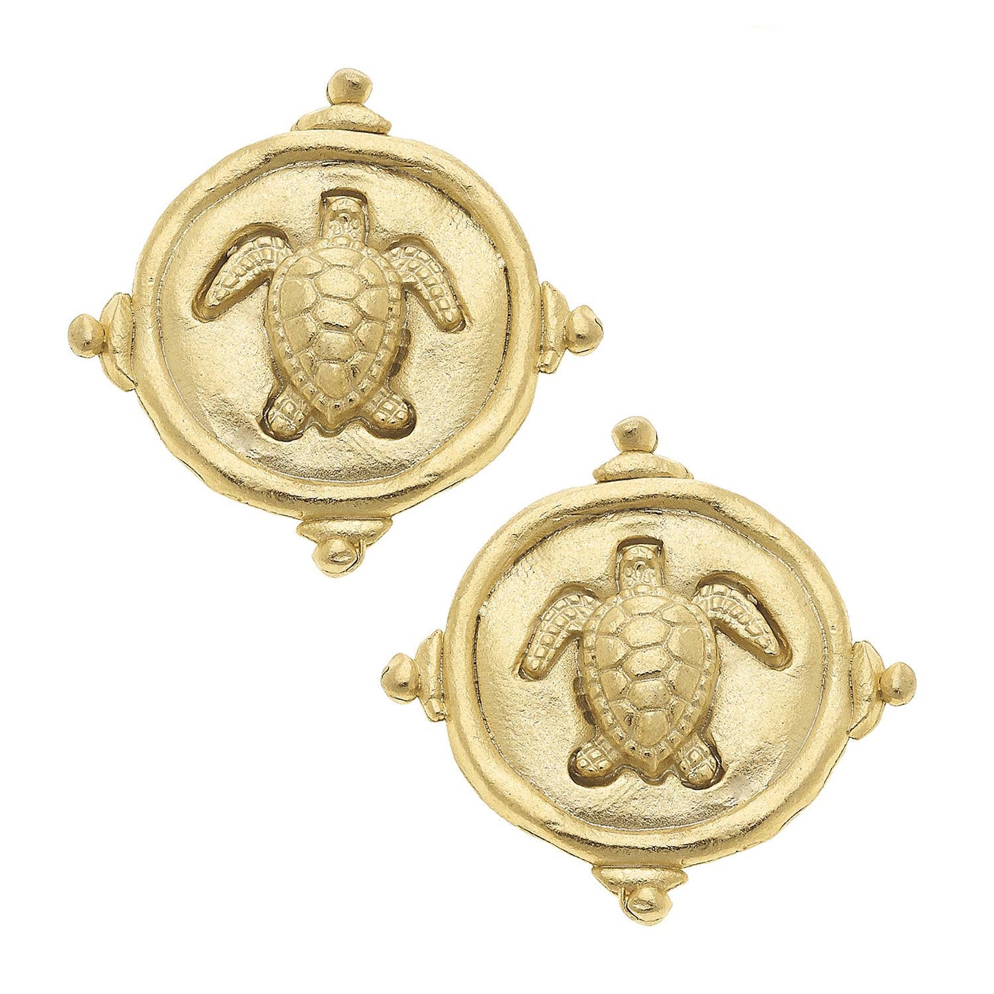 Gold Turtle Pierced Earrings