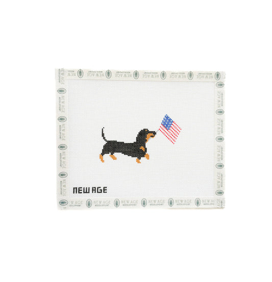 Patriotic Dachshund Needlepoint Canvas - 18 Mesh Canvas