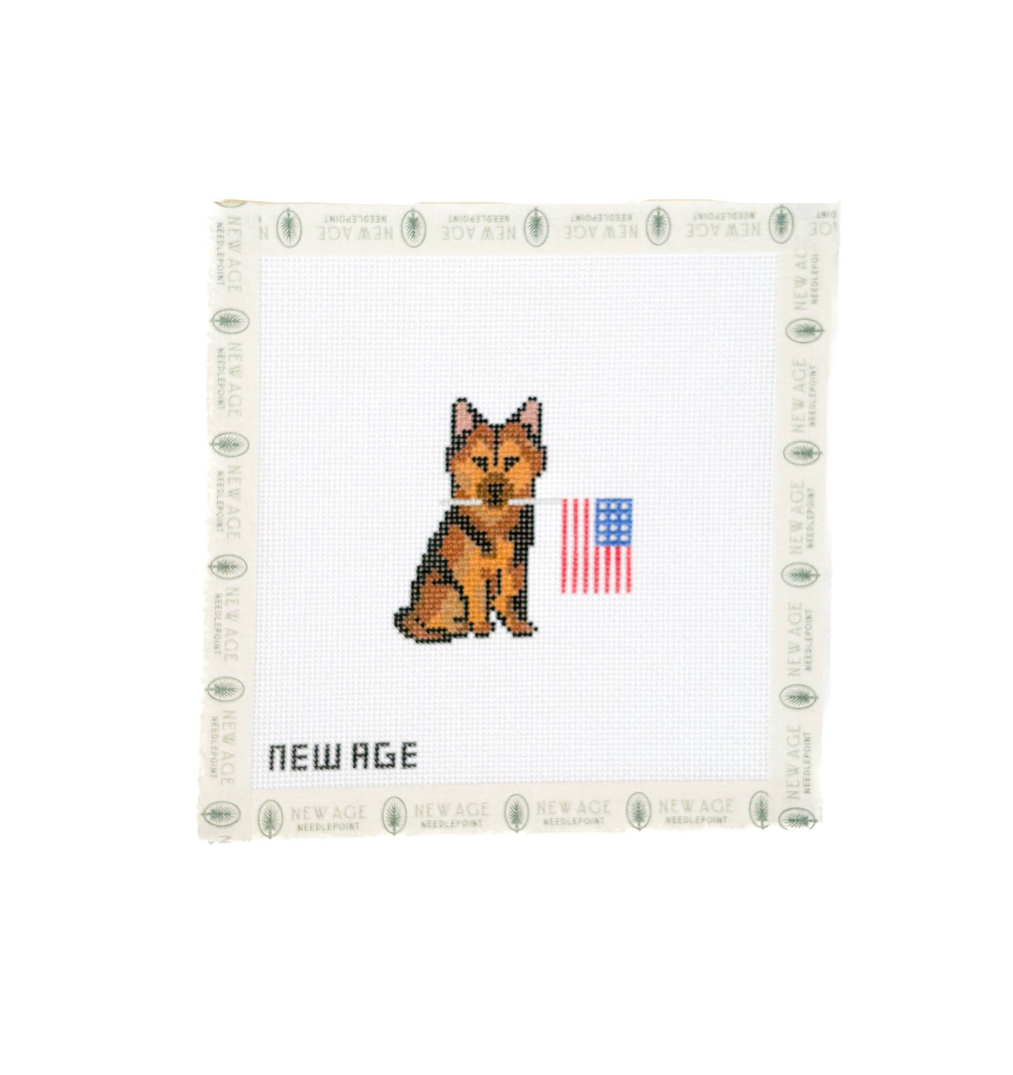 German Shepherd with American Flag Canvas