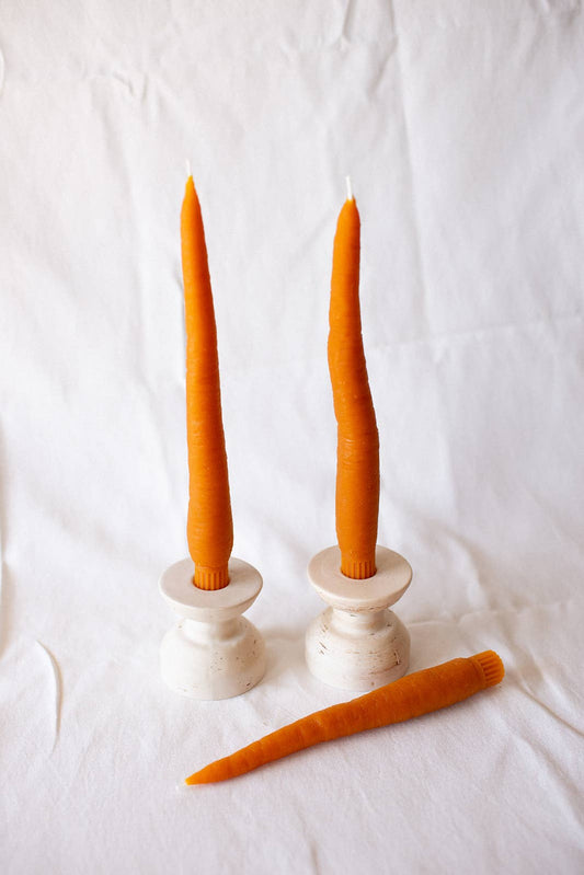 CARROT TAPER CANDLE PAIR - 2