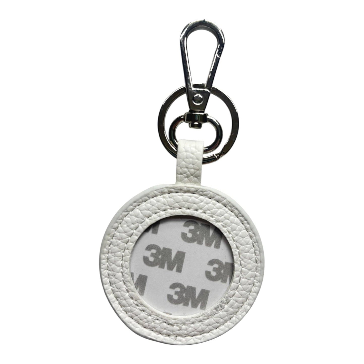 White Pebbled Self Finishing Round Key Fob
