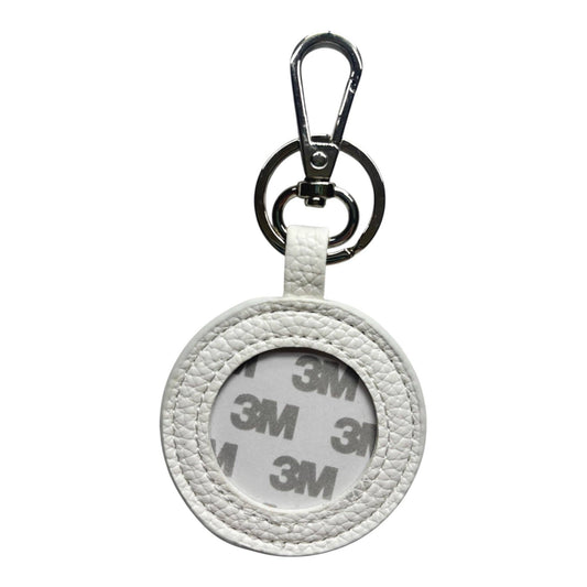 White Pebbled Self Finishing Round Key Fob