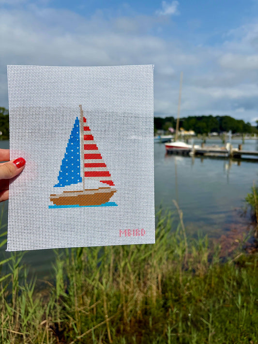 American Flag Boat 13 mesh canvas