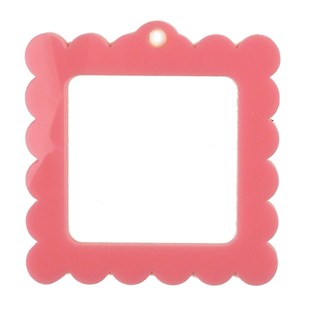 Bag Tag: Large Scallop Square: Pink