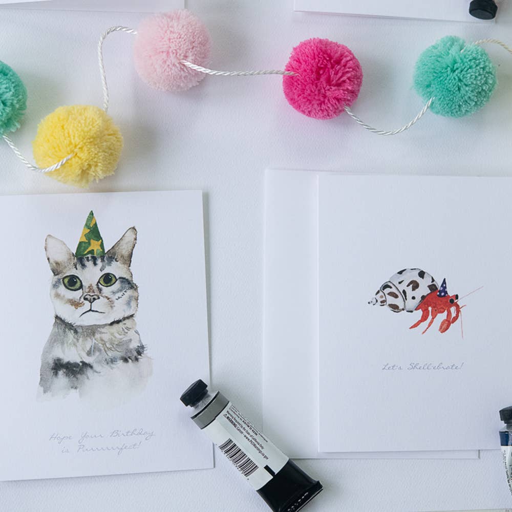 Hermit Crab Birthday Card: Single Card