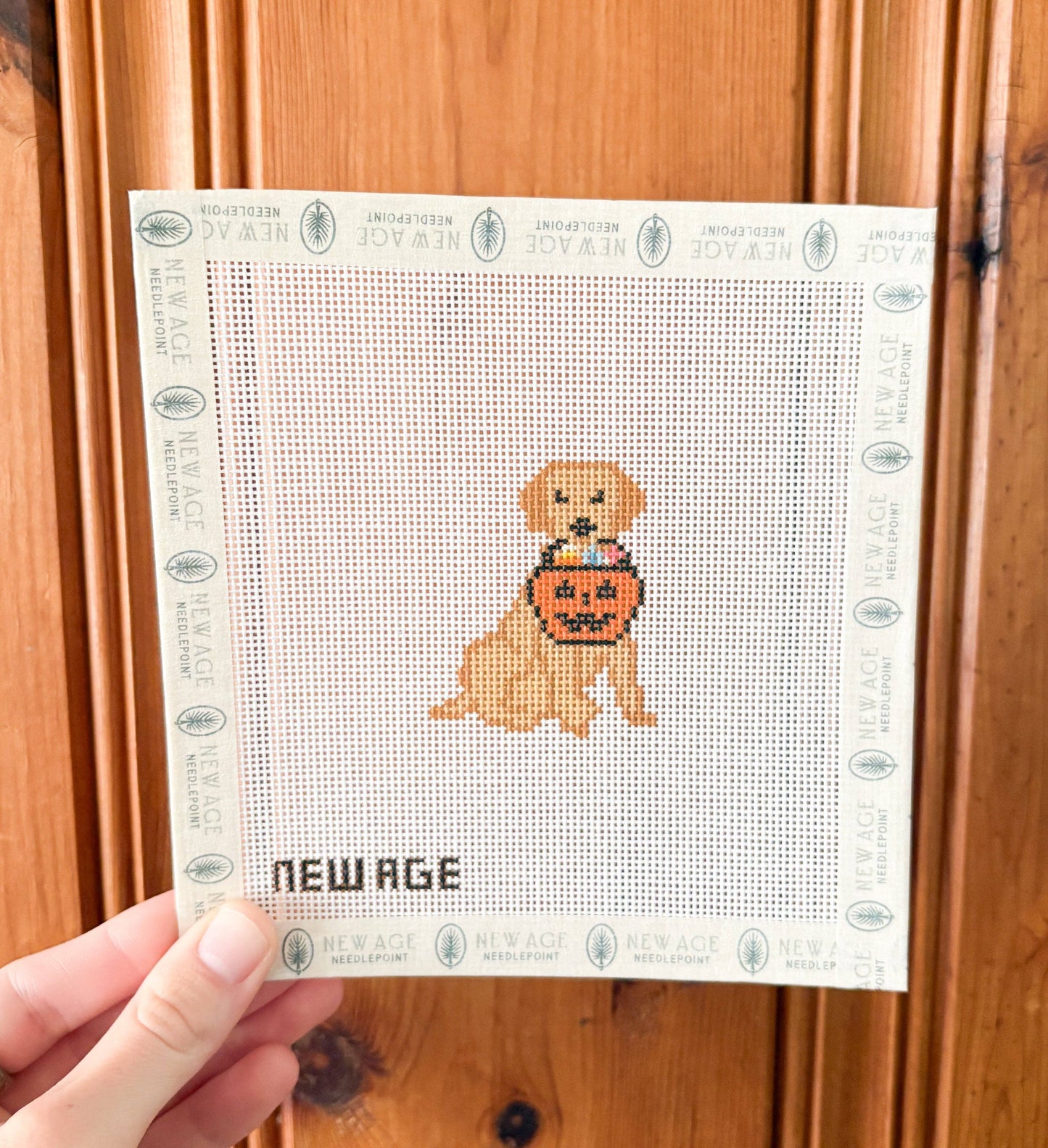 Halloween Golden Retriever - 18 Mesh Needlepoint Canvas