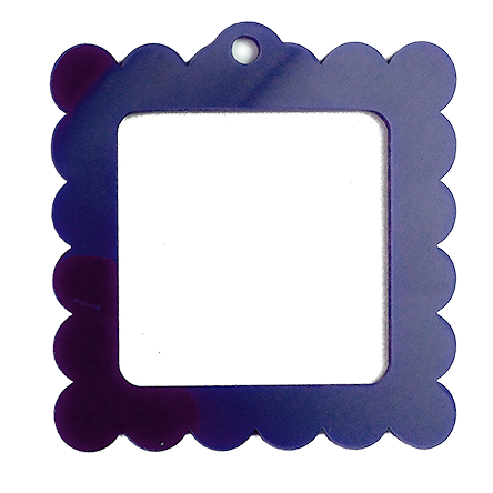 Bag Tag: Large Scallop Square: Pink