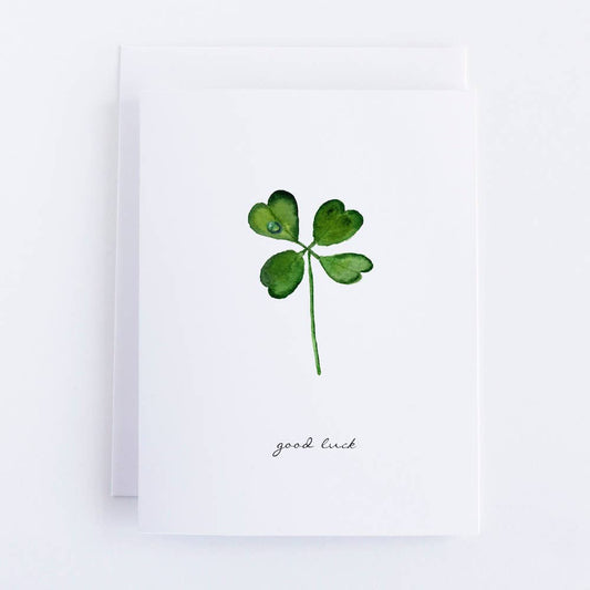 Four Leaf Clover Watercolor Note Card (single card)