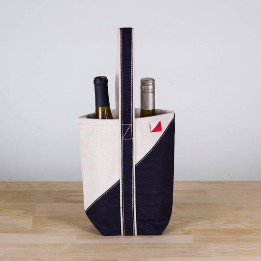 Black: Contemporary Double Bottle Canvas Wine Gift Bag