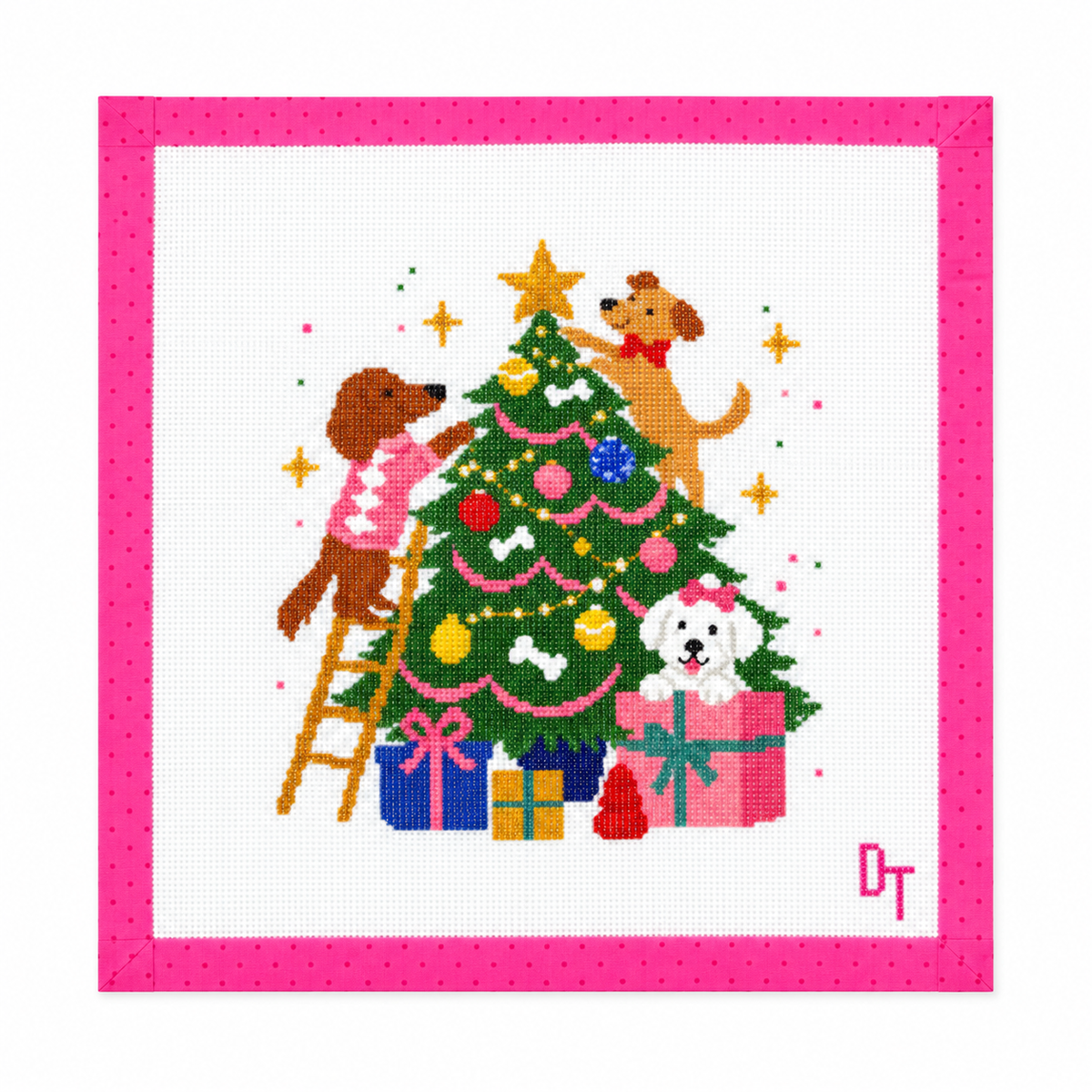 Deck the Paws Christmas  - 18 Mesh Needlepoint Canvas