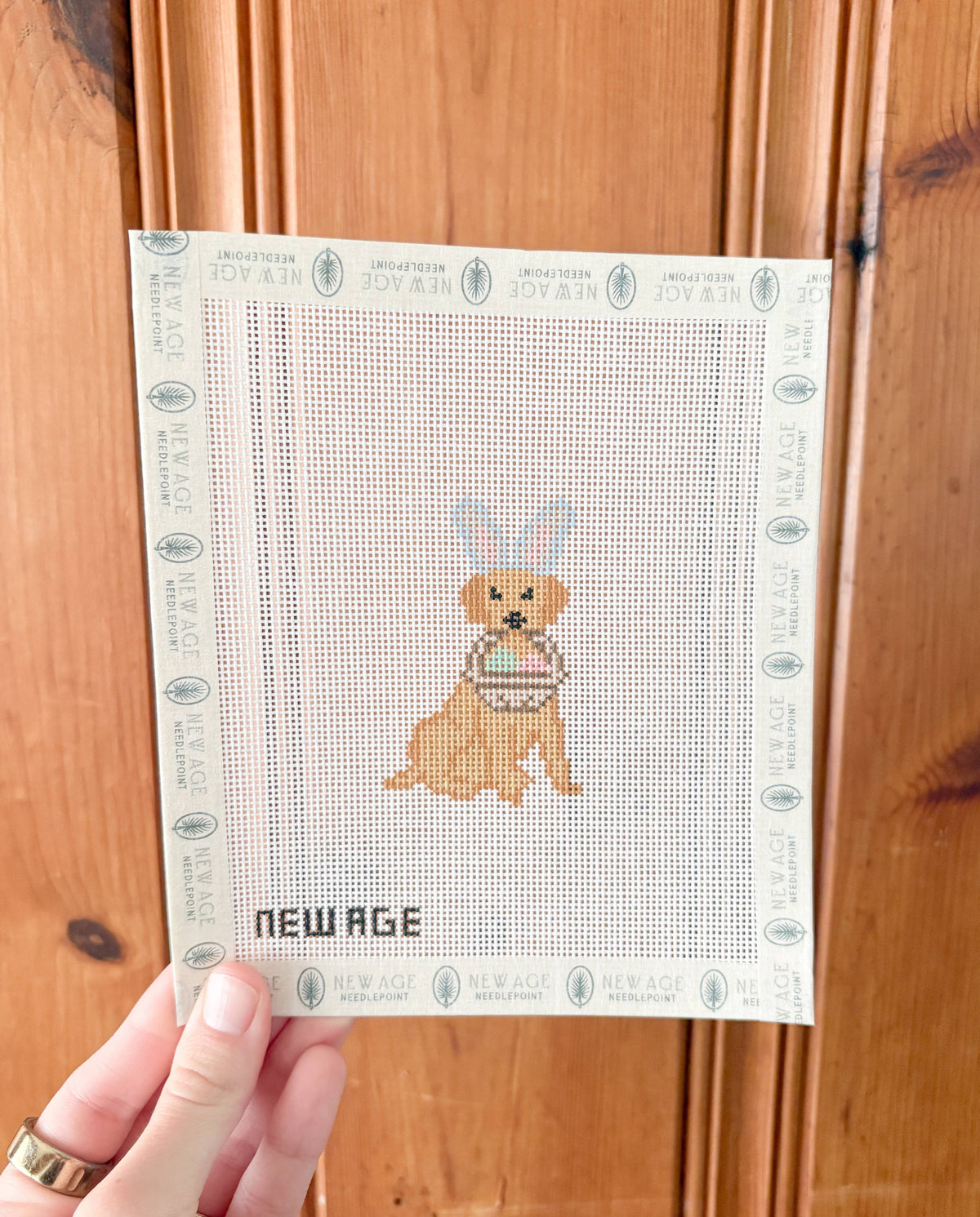 Easter Golden Retriever  - 18 Mesh Needlepoint Canvas