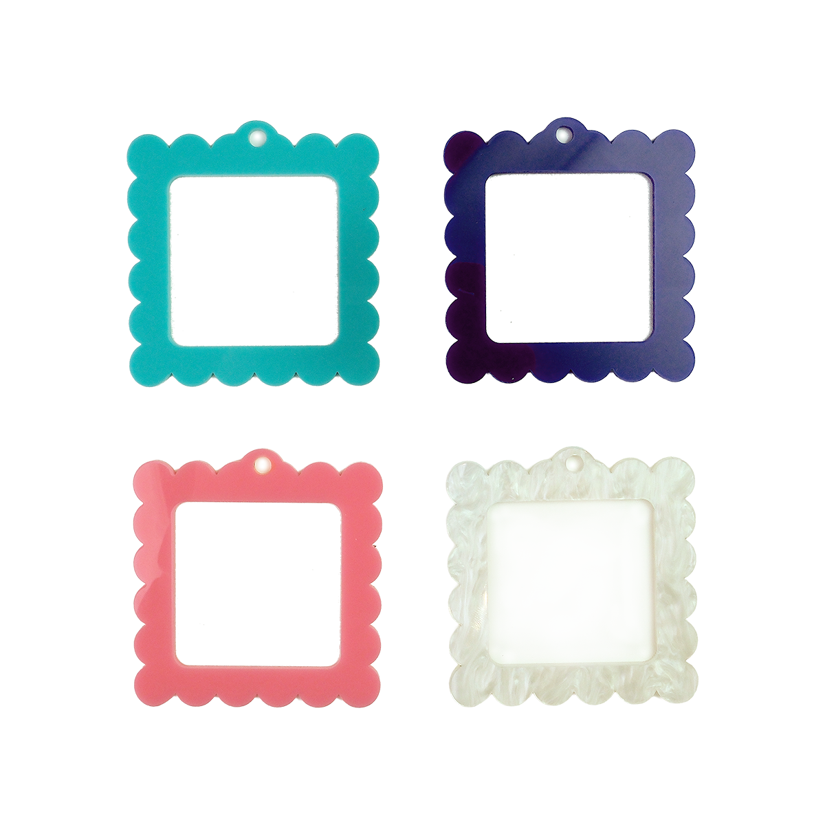 Bag Tag: Large Scallop Square: Pink