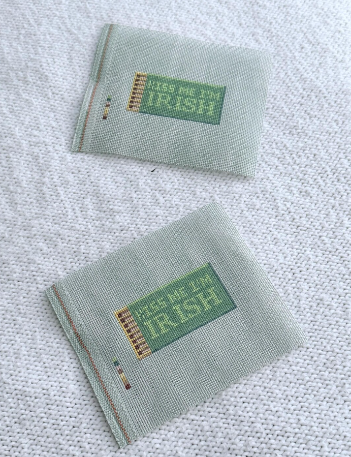 Kiss Me I'm Irish Matchbox Needlepoint Handpainted Canvas