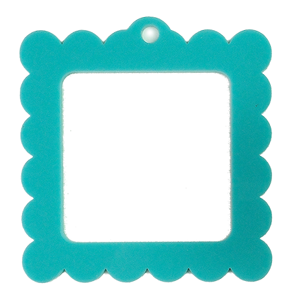Bag Tag: Large Scallop Square: Pink