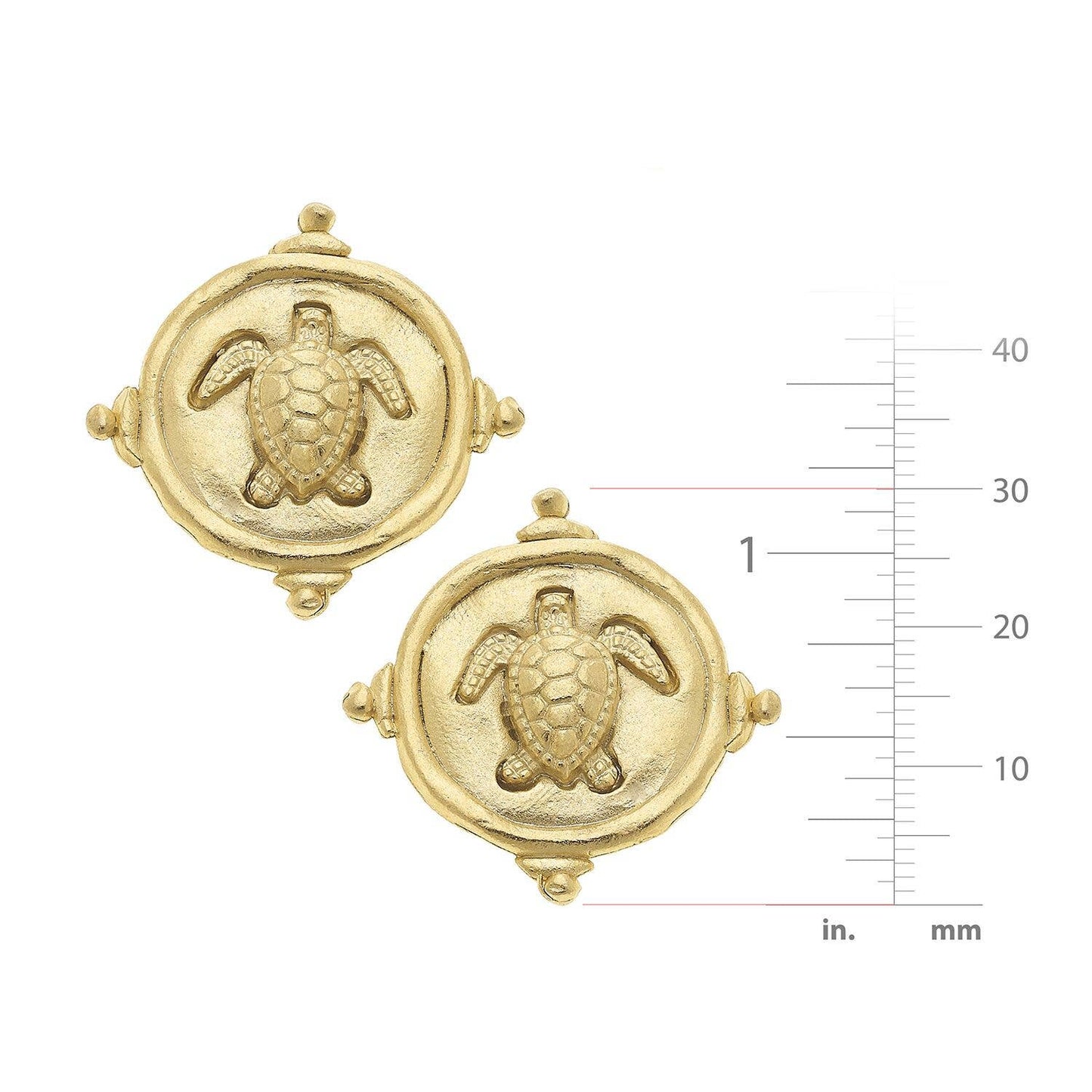 Gold Turtle Pierced Earrings