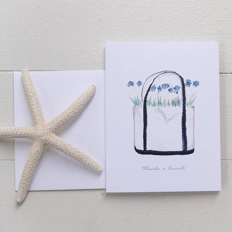 Beach Tote Filled with Flowers Note Card (Single Card)