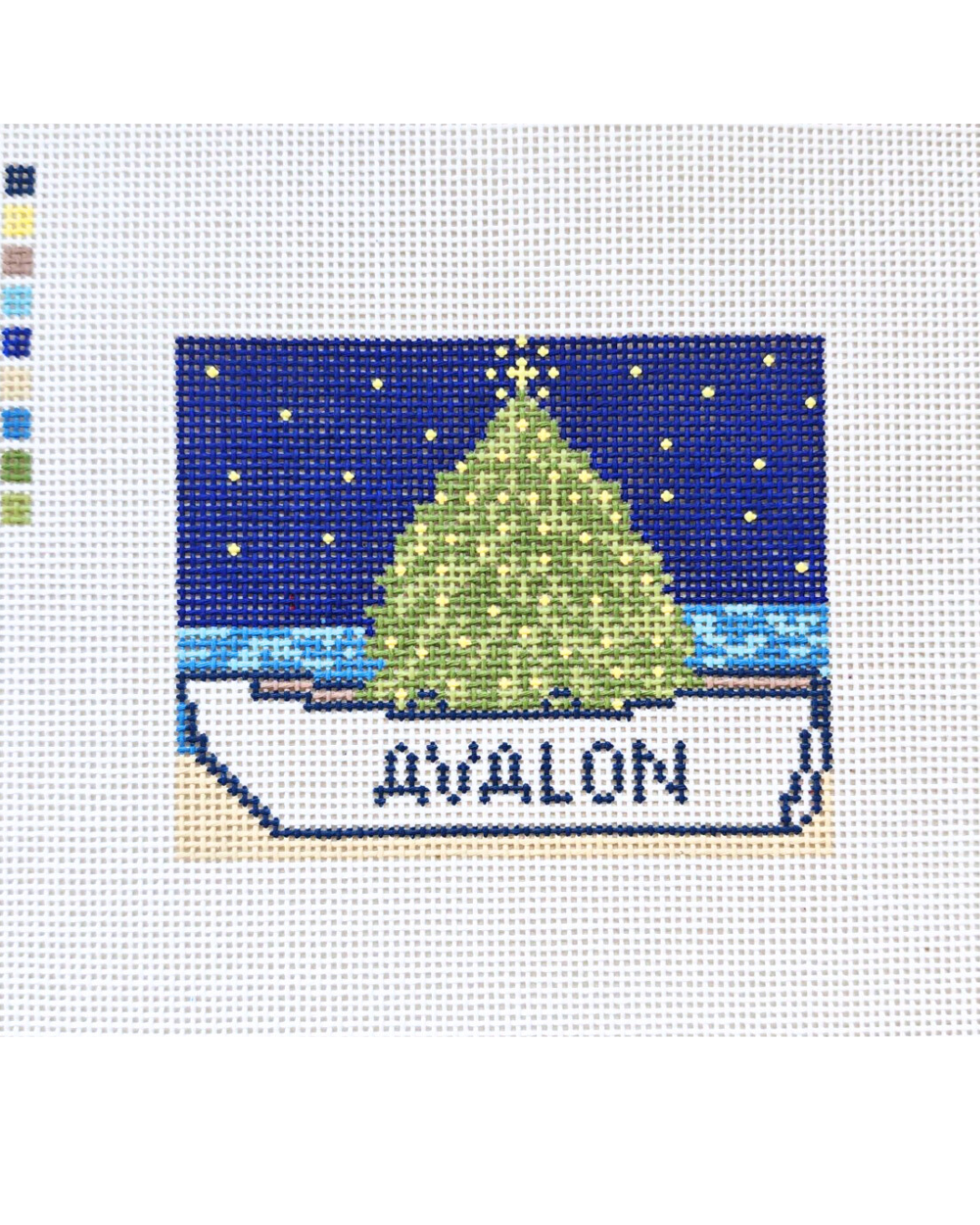 Avalon Beach Boat with Christmas Tree Needlepoint