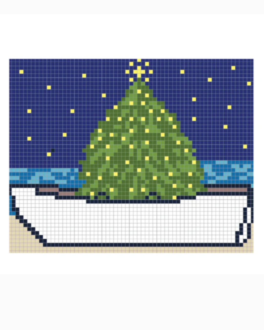 Beach Boat Christmas Tree Needlepoint Canvas