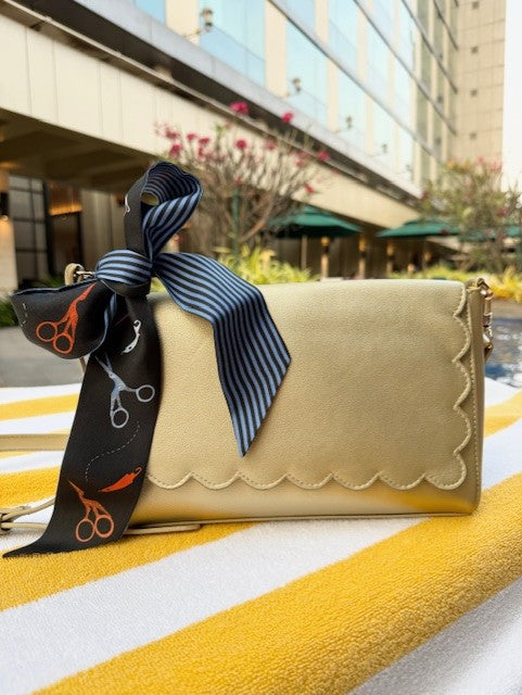 Black Needlepoint Twilly - Silk Scarf