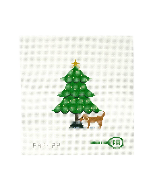 Christmas Tree with Dog Needlepoint