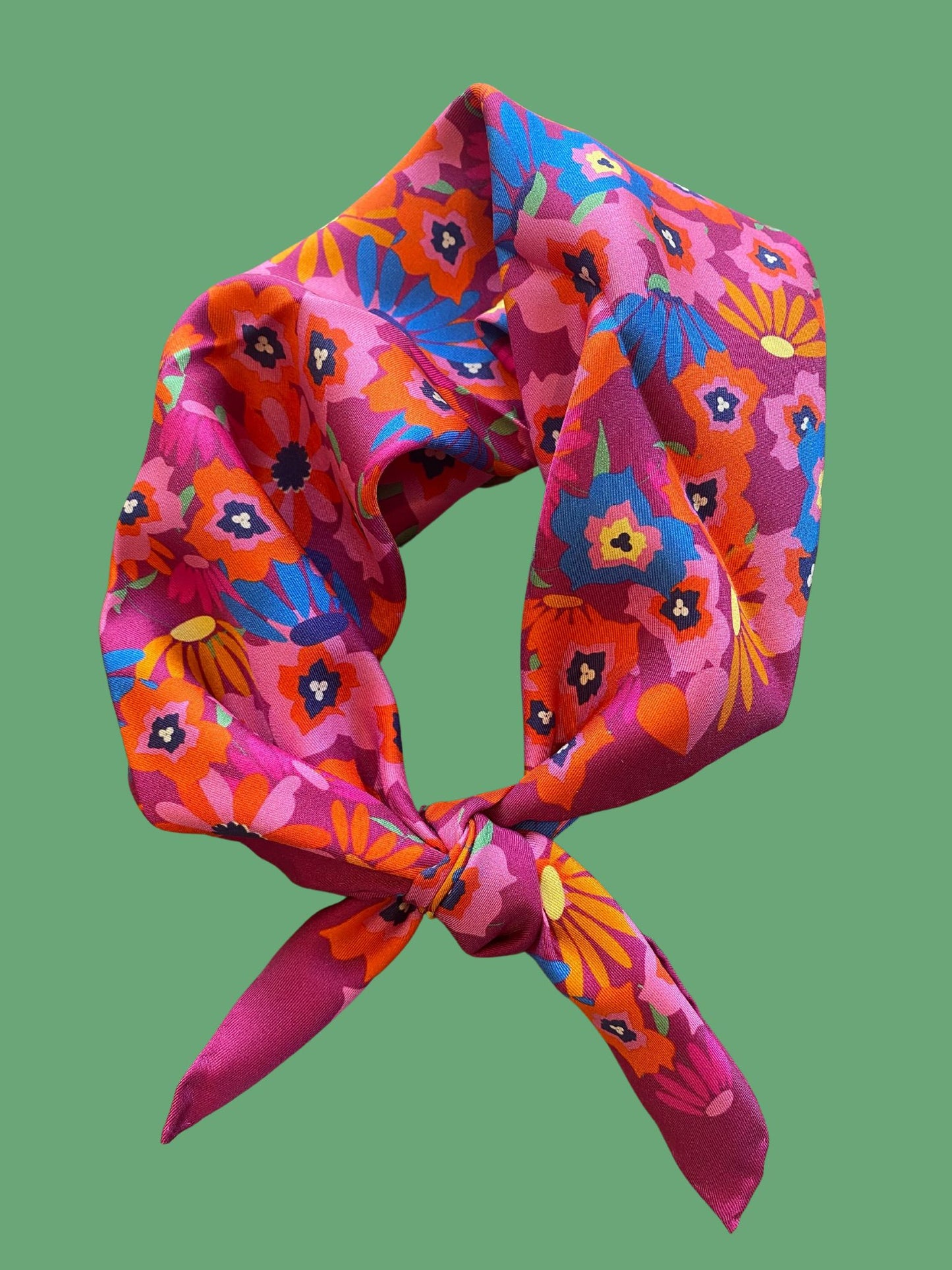 Berry Pink Floral Silk Scarf