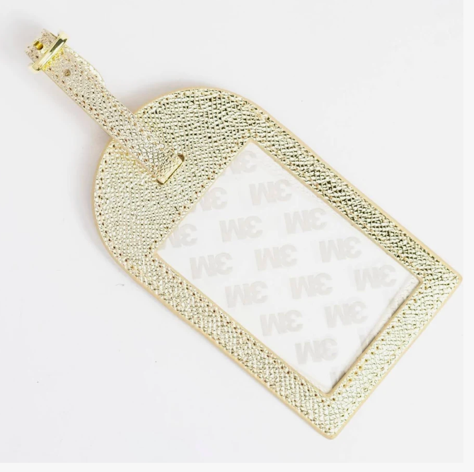 Gold Needlepoint Luggage Tag