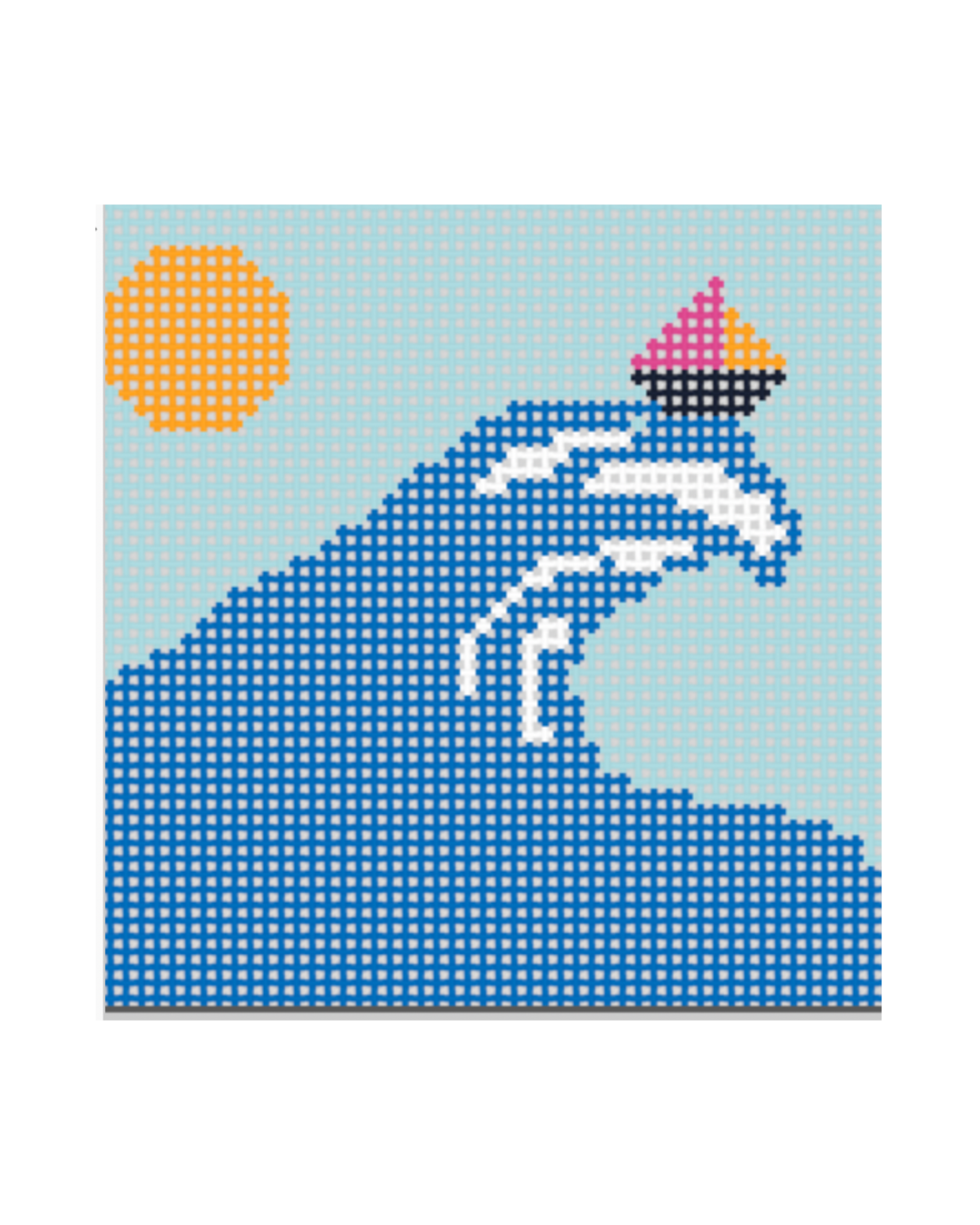 Sailboat and Wave Needlepoint - Customizable