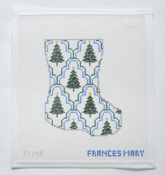 Scallop Christmas Tree Mini Stocking Needlepoint