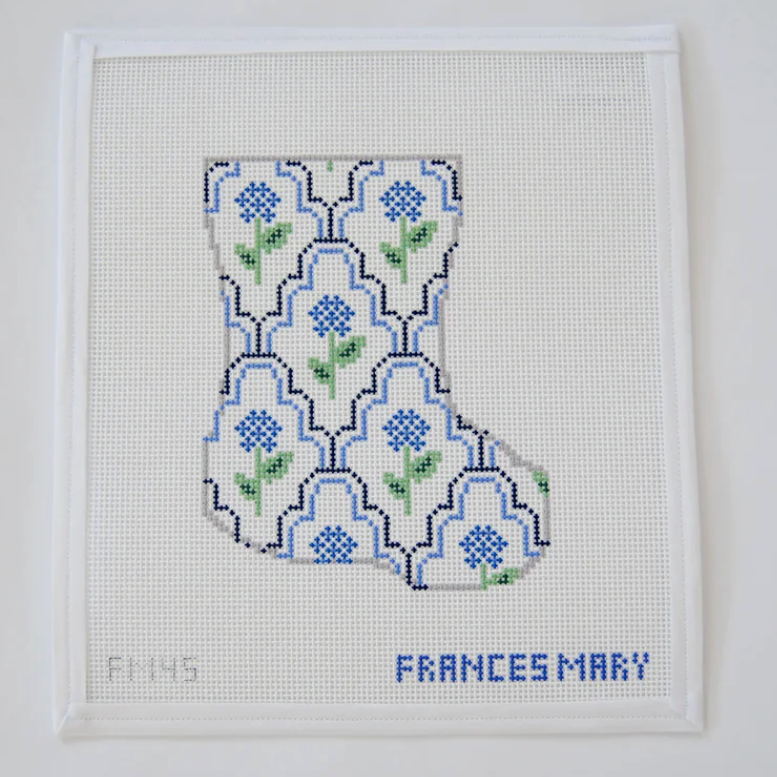 Scallop Hydrangea Mini Stocking Needlepoint
