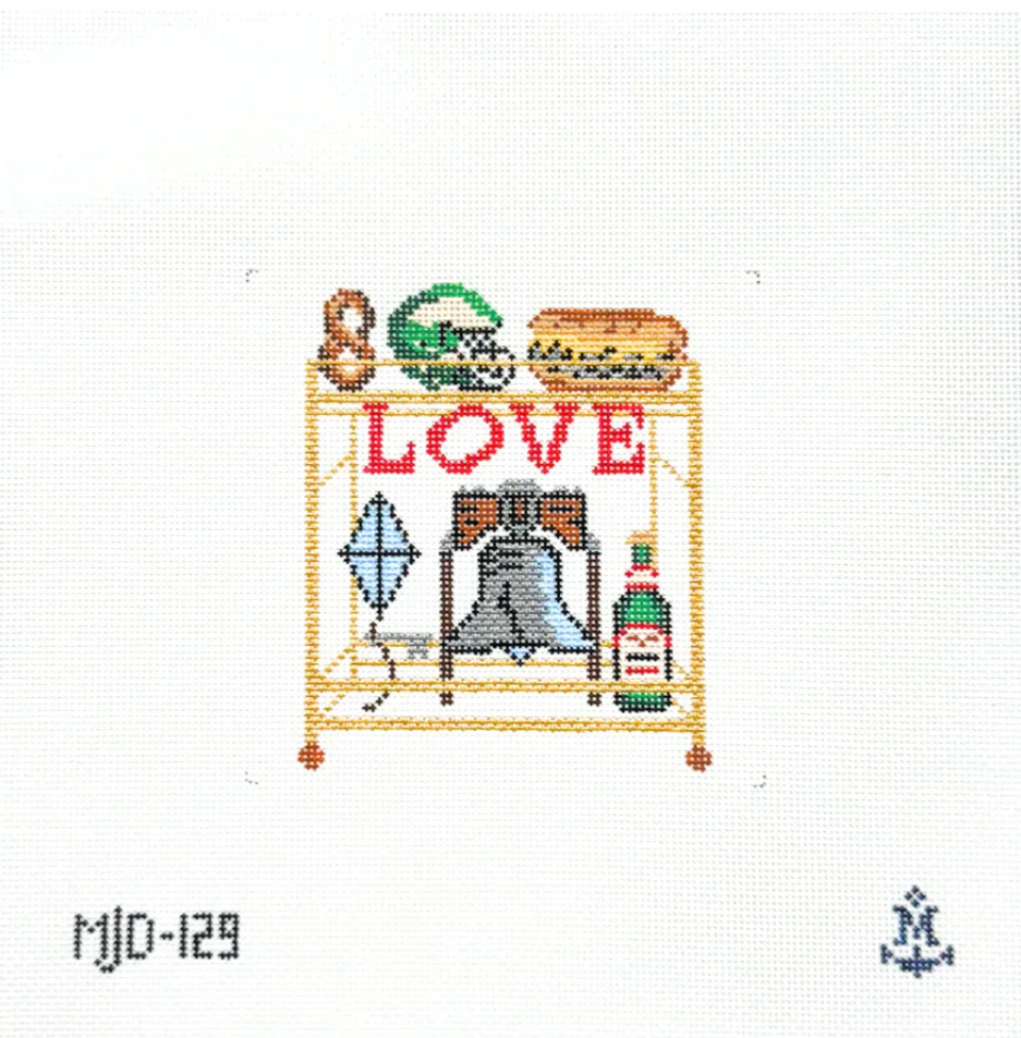 Philadelphia Love Bar Cart - 18 Mesh Needlepoint Canvas