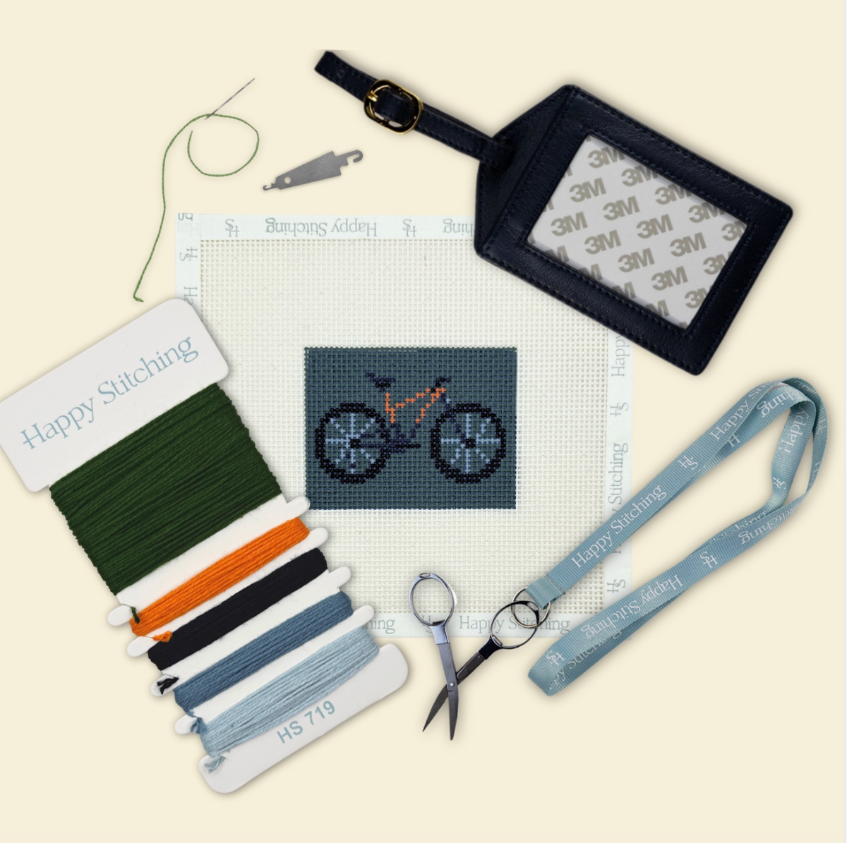 Bike - Needlepoint Beginner Luggage Tag Kit