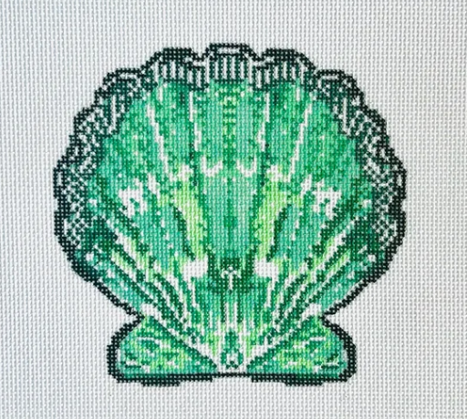 Green Scallop Ornament - 13 Mesh Canvas