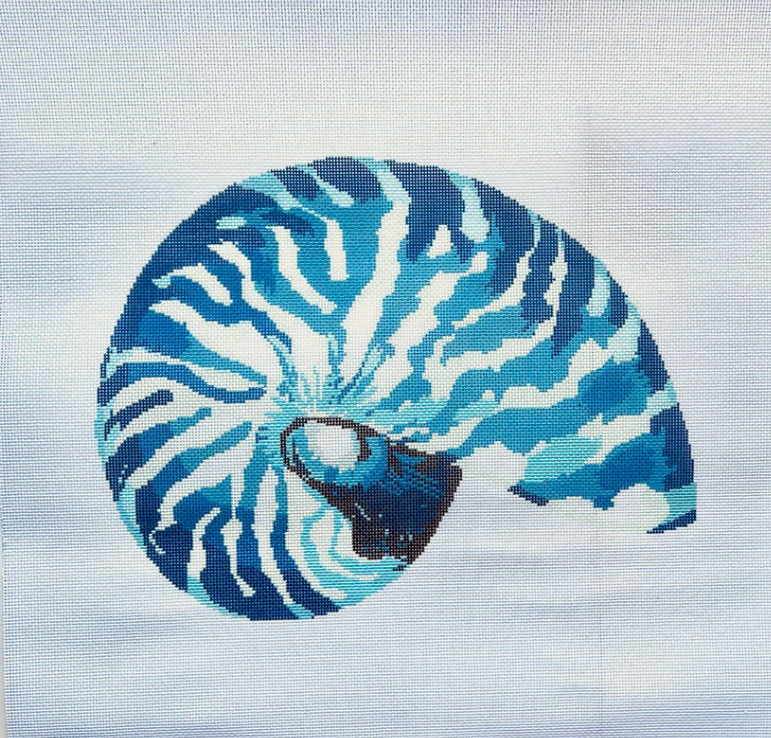 Blue Nautilus - 13 Mesh Needlepoint Canvas