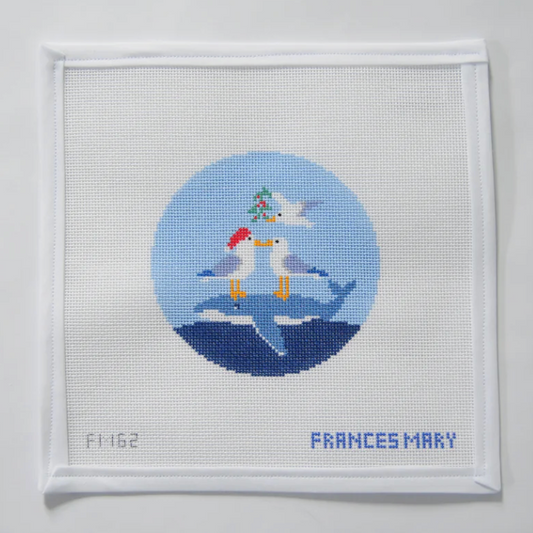 Seagulls Under The Mistletoe Needlepoint Canvas