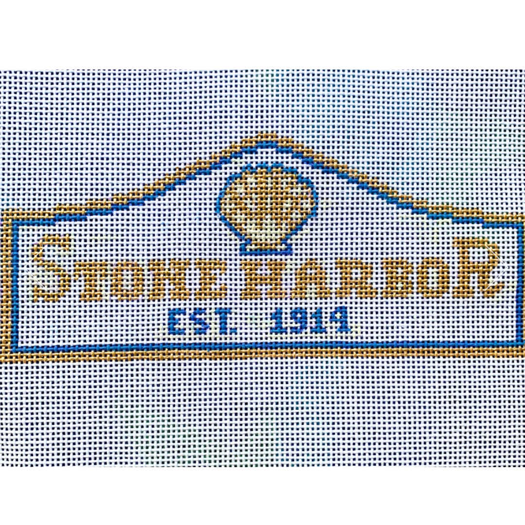 Stone Harbor Town Sign Needlepoint