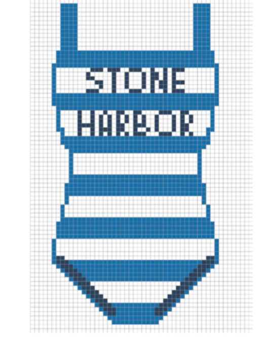Stone Harbor  Bathing Suit - 13 Mesh Needlepoint - PRE-ORDER