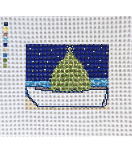 Beach Boat Christmas - Customizable 13 Mesh Needlepoint - PRE-ORDER