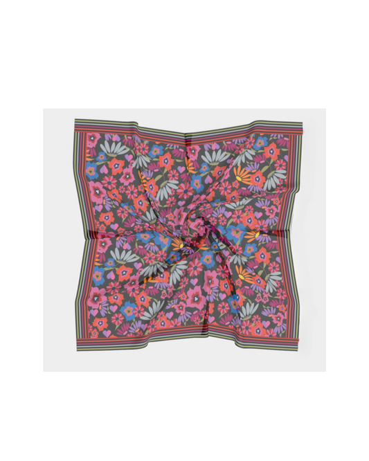 Midnight Floral - 20" Silk Scarf