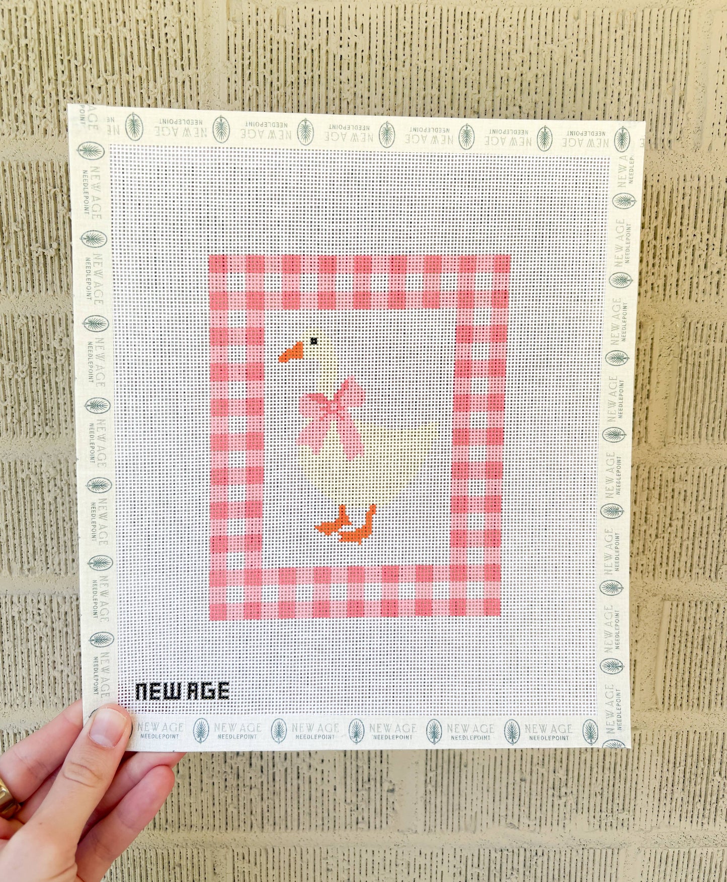 Gingham Baby Goose - 18 Mesh Needlepoint Canvas